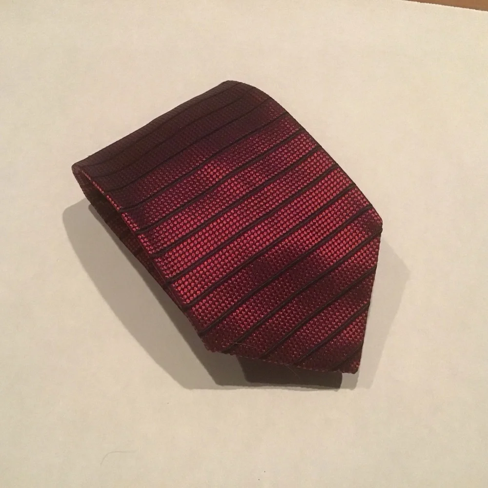 Brioni Neck Tie 100% Woven Silk Hand Made In Italy Red‎ Black Striped 58” 4”